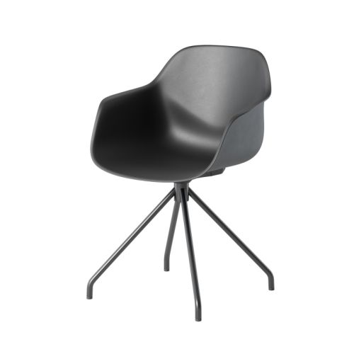 FourMe 11 stol med sort skal og sort stel.