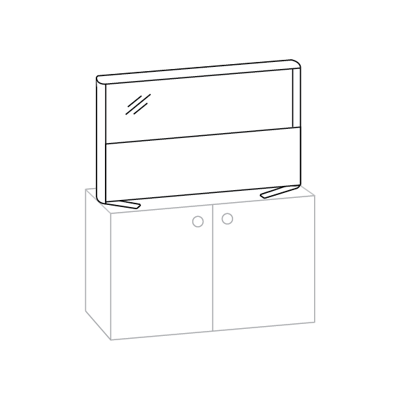 Reolskærmvæg med plexiglas