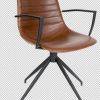 Ven Down mødestol betrukket betrukket med kastanje brun kunst læder