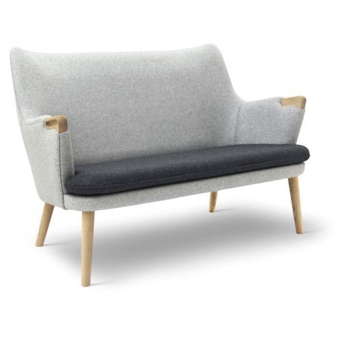 CH72 Wegner sofa i sæbebehandlet eg med uld stof