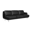 Lune™ sofa med sort læder og aluminiums ben