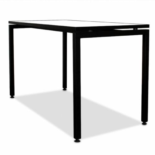 Square bord med hvid laninat, sort kant og sorte ben + afstandsstykke som tilbehør