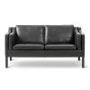 2212 2 pers. sofa i sort læder, designet af Børge Mogensen i 1962, ideel til indretning af lounge