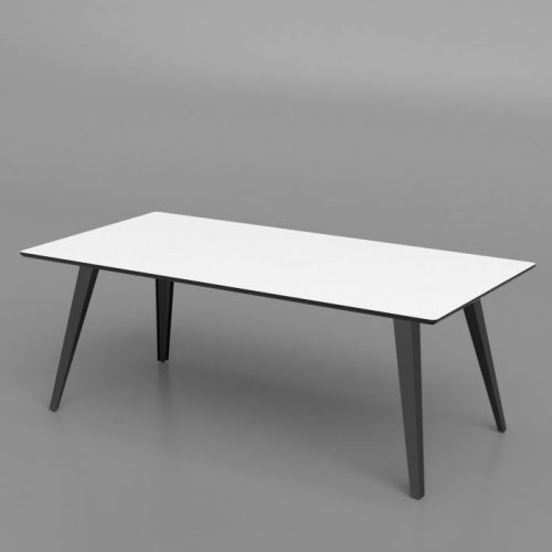 Spider rektangulær bord, hvid bordplade, sorte ben, kan anvendes til indretning af kantine