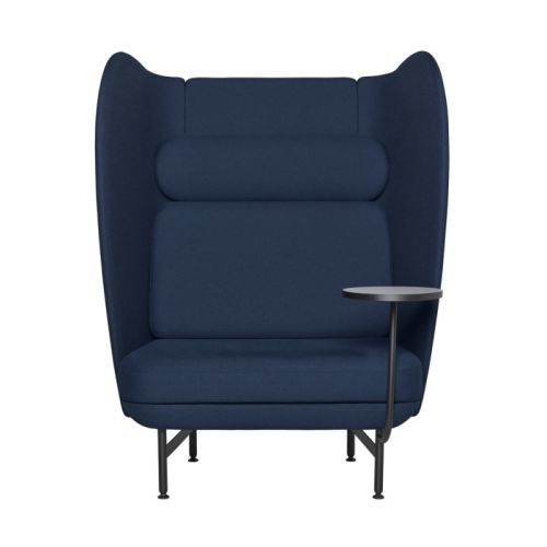Plenum™ højrygget stol med påsat bord, stol i mørk blå stof